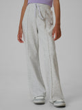 Pantaloni de trening pentru fete, din tricot French Terry, cu croială modernă și crac evazat (flare) TROUSERS CAS  F1781 gri 