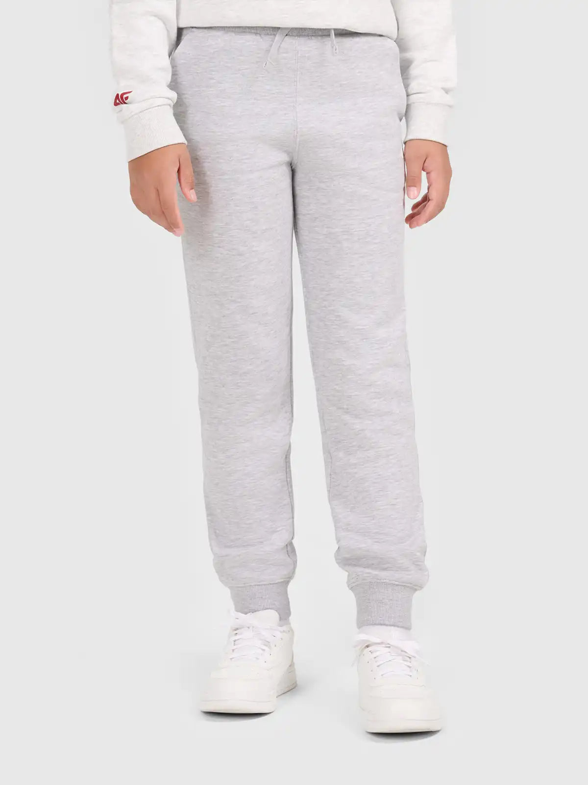 Pantaloni de trening tip Jogger pentru fete 4F   TROUSERS CAS  F1825 COLD LIGHT GREY MELANGE 140